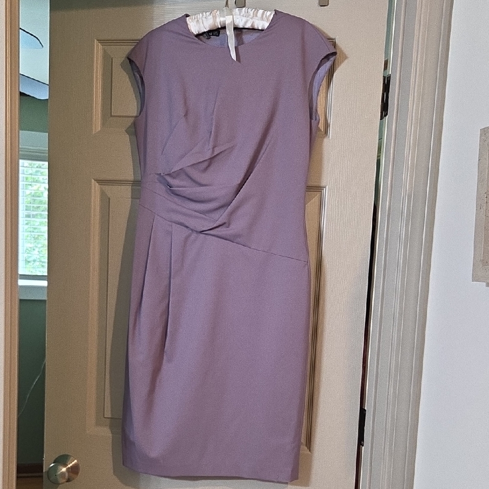 Lafayette 148 New York Lilac Draped Sheath Midi Dress